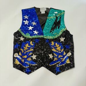 1980s Sequin Cowboy Boots Western Vest